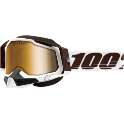 100% Racecraft 2 Snowmobile Goggles With Mirrored Lens-Brown, White
