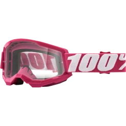 100% Strata 2 Clear Lens Goggles -HJC pink white 1