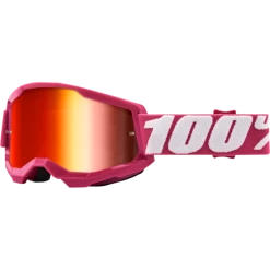 100% Strata 2 Mirror Lens Goggles -HJC pink white mirror lens 1