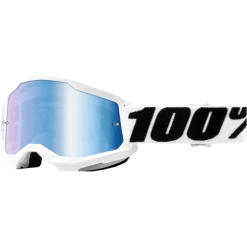 100% Strata 2 Mirror Lens Goggles -HJC white black strata 2 1