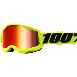 100% Strata 2 Mirror Lens Goggles -HJC yelloow black mirror lens 1